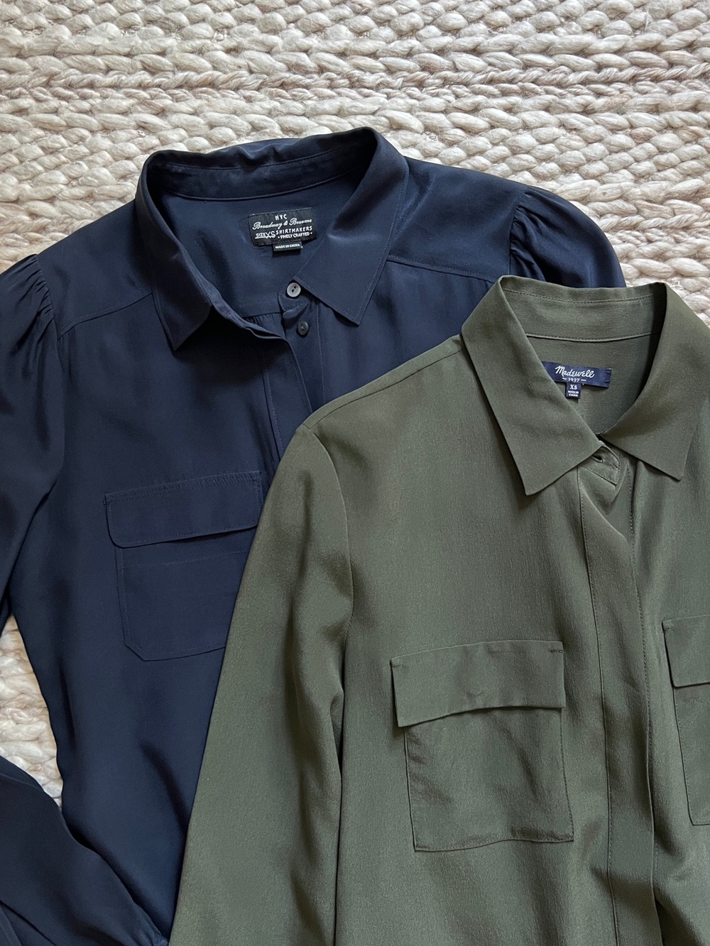 Set of 2 Vintage Madewell Silk Button Down shirts